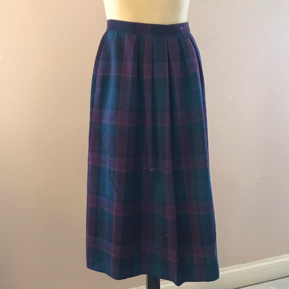 Vintage Pendleton Plain Long Pleated Tartan Skirt